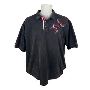 COOGI Men Polo Shirt 4XL Black Embroidered Spellout Urban Casual Cotton Big Tall